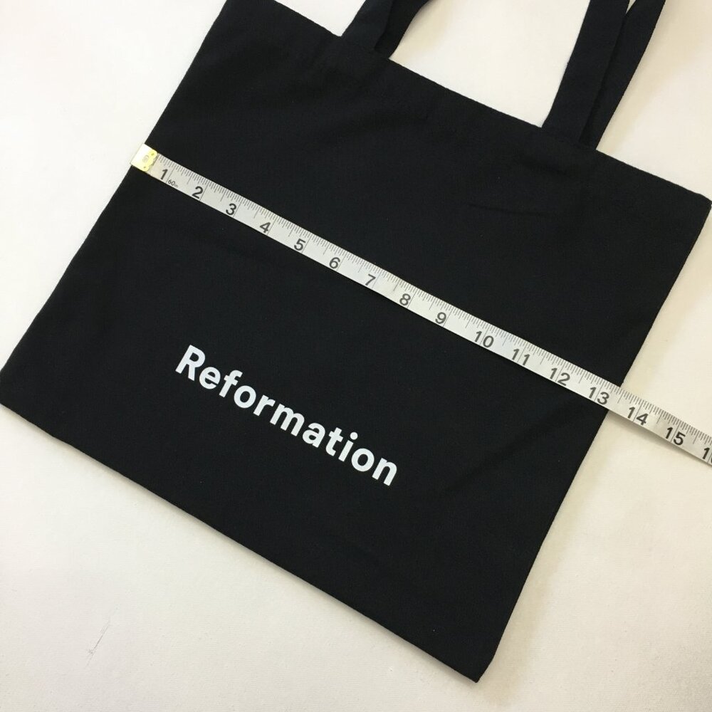 Reformation Shopper Eco Bag Flat Squared Black Cotton Double Handle - Picture 6 of 9